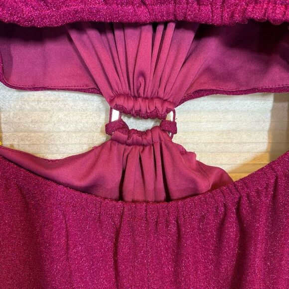 ML Monique Lhuillier Purple Metallic Knit Dress💚 - Picture 13 of 15